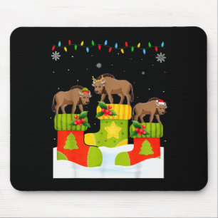 Santa Reindeer Elf Wildebeest In Christmas Socks U Mouse Mat