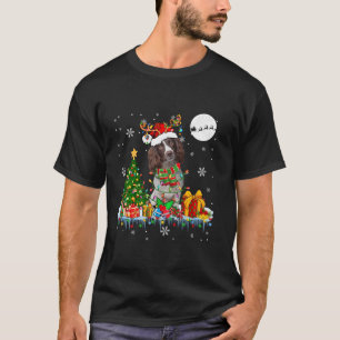 Santa Reindeer English Springer Spaniel Xmas Tree  T-Shirt