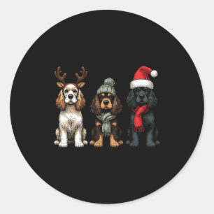 Santa Reindeer Er Spaniel Christmas Er Lover Pajam Classic Round Sticker
