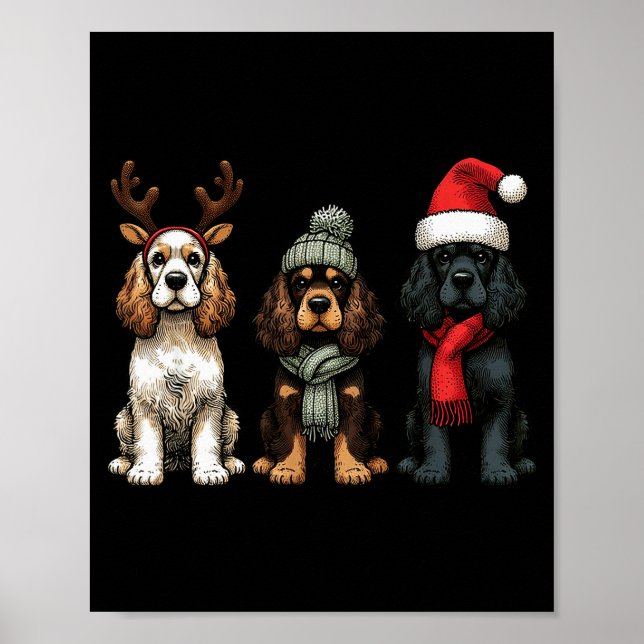 Santa Reindeer Er Spaniel Christmas Er Lover Pajam Poster (Front)