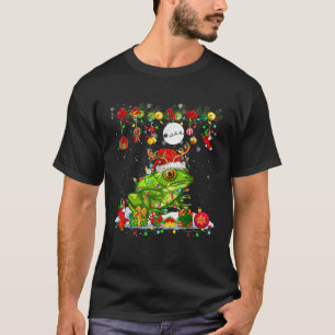 Santa Reindeer Frog with Xmas Presents Ornaments F T-Shirt