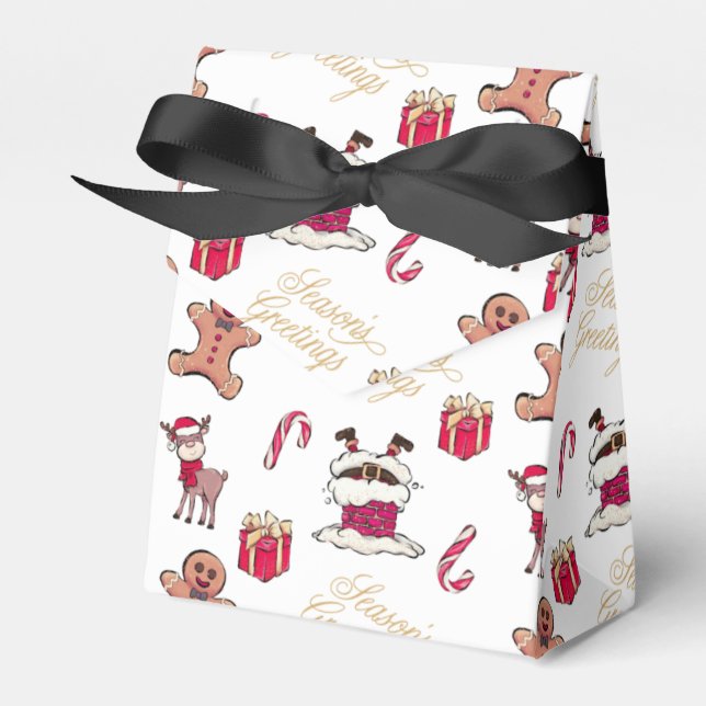 Santa Reindeer Gifts Gingerbread Men Candy Cane Favour Box (Front Side)