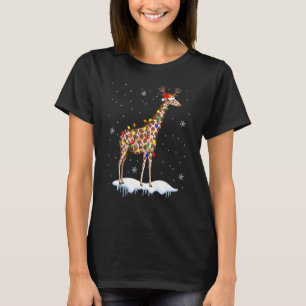 Santa Reindeer Giraffe Xmas Light Santa Reindeer G T-Shirt