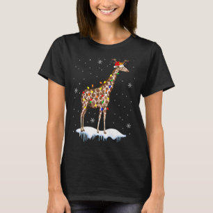 Santa Reindeer Giraffe Xmas Light Santa Reindeer G T-Shirt