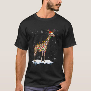 Santa Reindeer Giraffe Xmas Light Santa Reindeer G T-Shirt