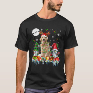 Santa Reindeer Golden Retriever Couple Gnomes Chri T-Shirt