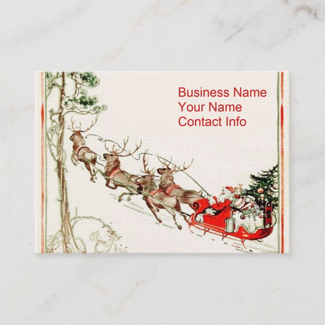 Santa Reindeer in Snow Business Card (Front)