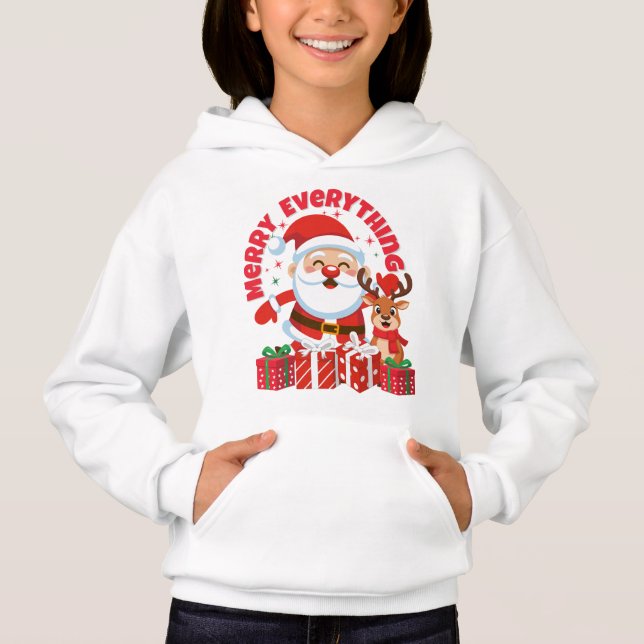 Santa & Reindeer Kids Sweatshirt (Front)