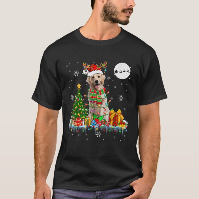 Santa Reindeer Labrador Retriever Christmas Tree D T-Shirt (Front)