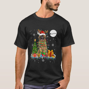 Santa Reindeer Leonberger Christmas Tree Lights Do T-Shirt