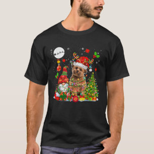 Santa Reindeer Lhasa Apso Xmas Gnome Tree Lights O T-Shirt