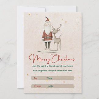 🎅Santa & Reindeer Merry Christmas Holiday Card
