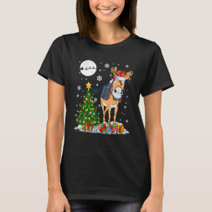 Santa Reindeer Mule Christmas Tree Lights Family F T-Shirt