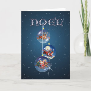 SANTA & REINDEER NOEL ORNAMENTS by SHARON SHARPE Holiday Card