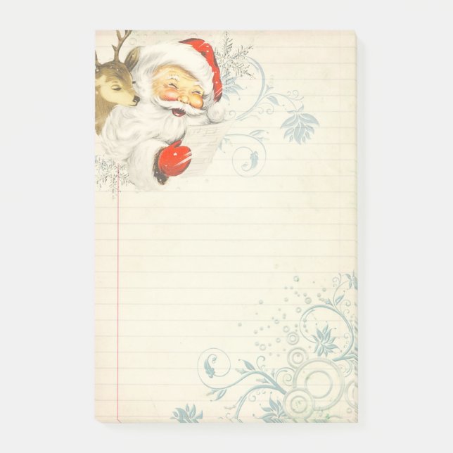 Santa & Reindeer Note Sticky Note Pad (Front)