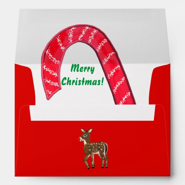 Santa Reindeer Official Mail Emblem Christmas A7 Envelope (Back (Bottom))