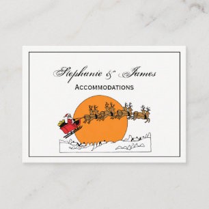 Santa Reindeer Over Snow Covered Town Moon Business Card