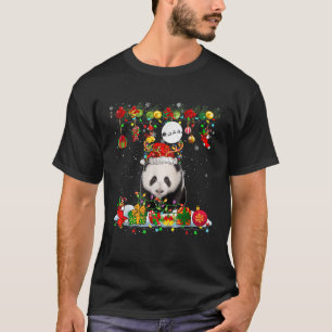 Santa Reindeer Panda With Xmas Presents Ornaments T-Shirt