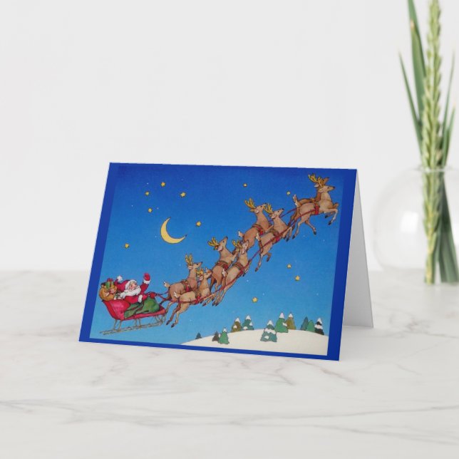 Santa Reindeer Personalised Christmas Card (Front)