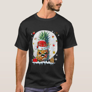 Santa Reindeer Pineapple Christmas Lights Fruit Lo T-Shirt