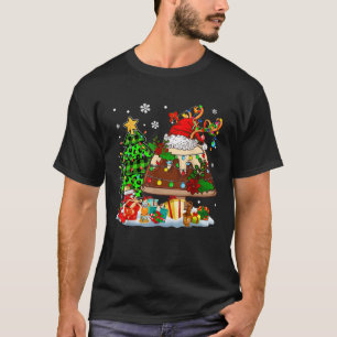Santa Reindeer Pudding Plaid Christmas Tree Sweet  T-Shirt