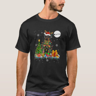 Santa Reindeer Rottweiler Christmas Tree Lights Do T-Shirt