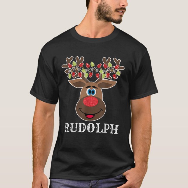 Santa Reindeer Rudolph Xmas Group Costume  T-Shirt (Front)