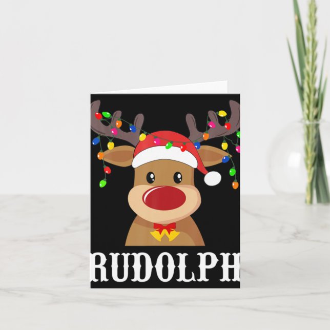 Santa Reindeer Rudolph Xmas Group Costume T Shirt  Card (Front)