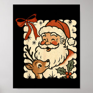 Santa Reindeer Rudolph Xmas Holiday Merry Christma Poster