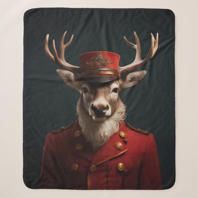 Santa Reindeer Sherpa Blanket (Front)