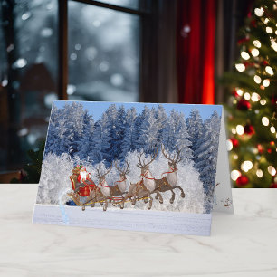 Santa Reindeer Snow Pine Trees Add Names Holiday