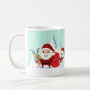 Santa, Reindeer & Snowman custom name mugs