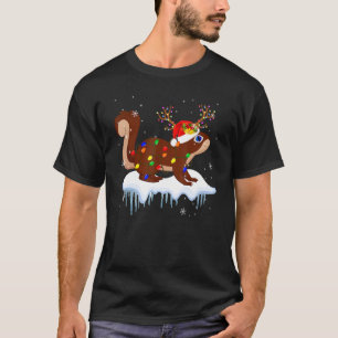 Santa Reindeer Squirrel Xmas Light Santa Reindeer T-Shirt