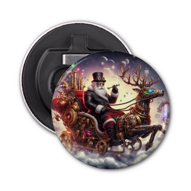 Santa/Reindeer steampunk Christmas/winter Bottle Opener (Front)