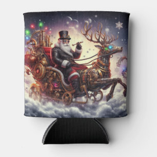 Santa/Reindeer steampunk Christmas/winter Can Cooler