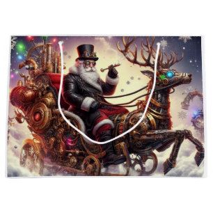 Santa/Reindeer steampunk Christmas/winter Large Gift Bag