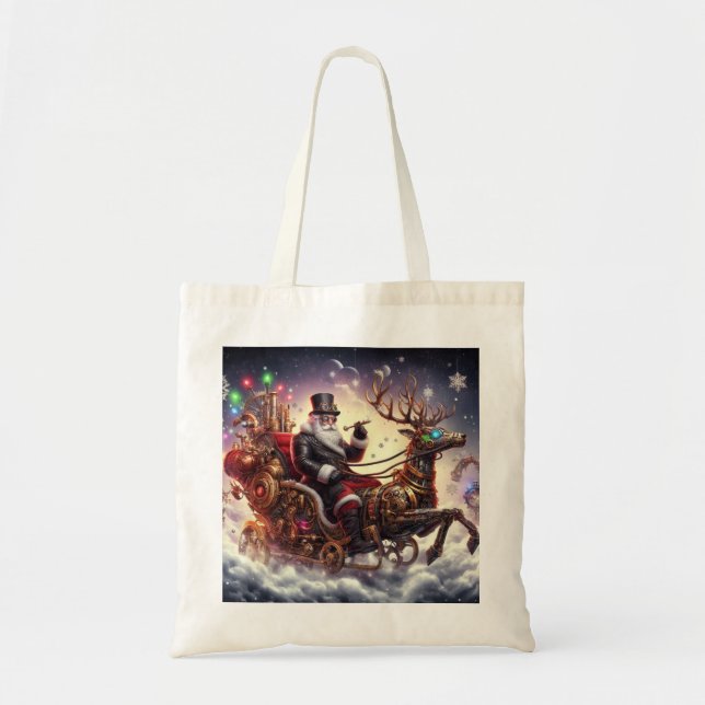Santa/Reindeer steampunk Christmas/winter Tote Bag (Front)