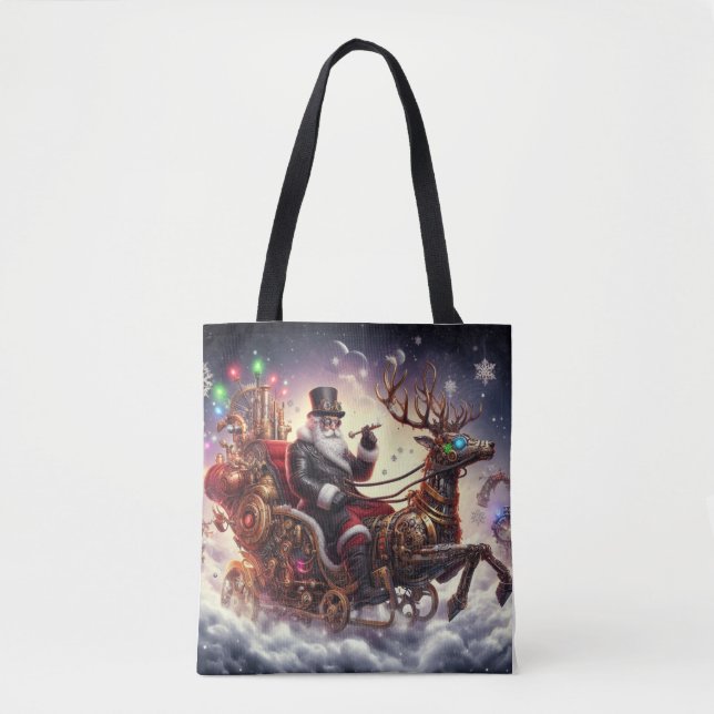 Santa/Reindeer steampunk Christmas/winter Tote Bag (Front)