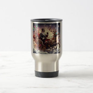 Santa/Reindeer steampunk Christmas/winter Travel Mug