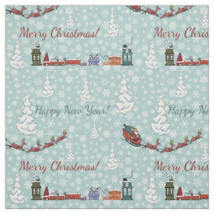 santa reindeer team fabric