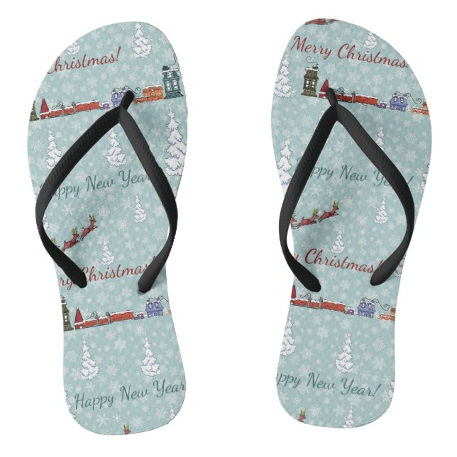 santa reindeer team flip flops (Footbed)