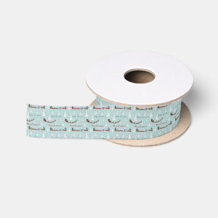 santa reindeer team satin ribbon