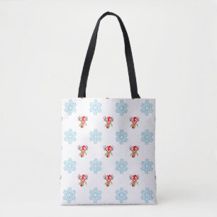 santa reindeer tote bag