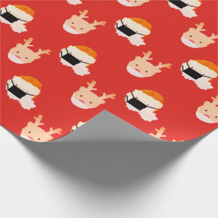 Santa Reindeer with Mask Red Wrapping Paper