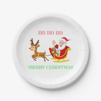 Santa Reindeer x-mas Paper Plate