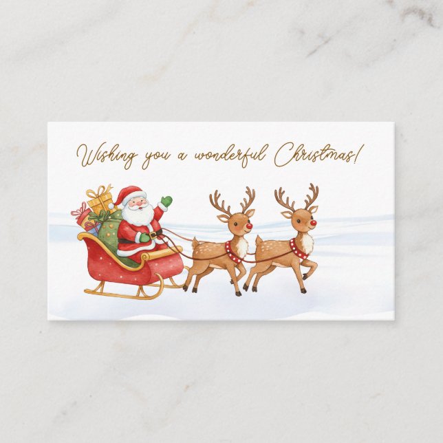 Santa Reindeers Christmas  Enclosure Card (Front)