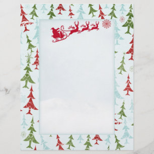 Santa reindeers xmas tree Letter Santa Letterhead