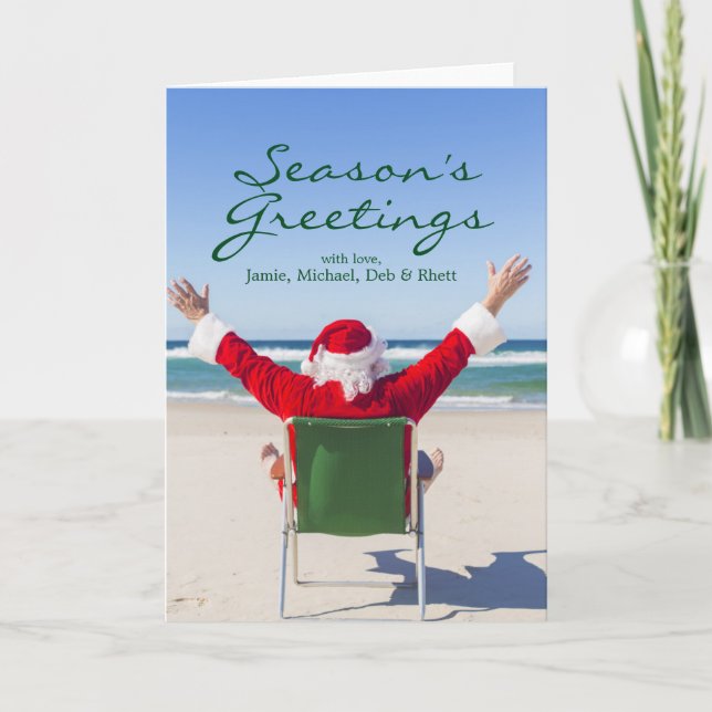 Santa relaxing on an Australian beach Holiday Card (Front)