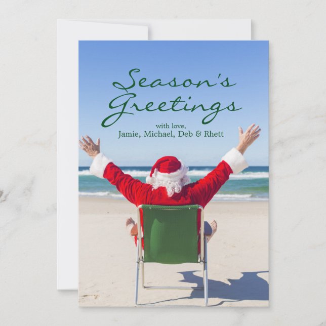 Santa relaxing on an Australian beach Holiday Card (Front)
