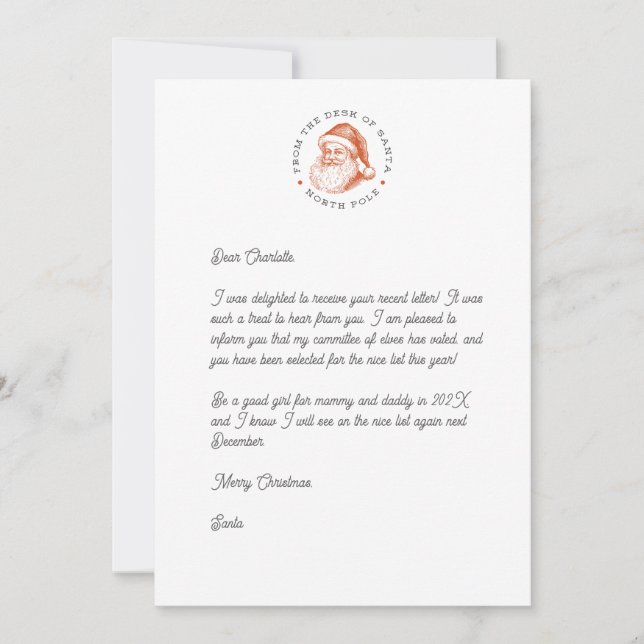 Santa Reply Letter Invitation (Front)